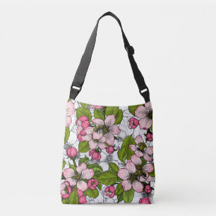 Apple blossom on white crossbody bag
