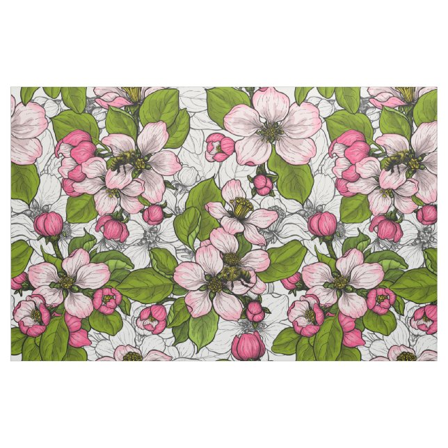 Apple blossom on white fabric (Fat Quarter)