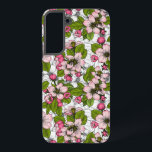 Apple blossom on white samsung galaxy case<br><div class="desc">Hand drawn apple blossoms  and bees on a white background</div>