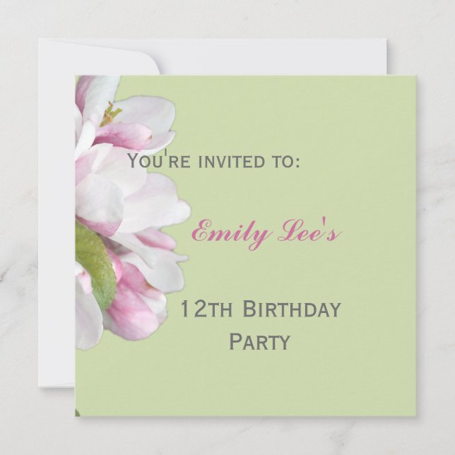 apple blossom  party invitation (Front)