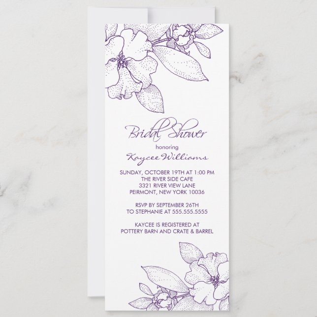 Apple Blossom Purple Bridal Shower Invitation (Front)