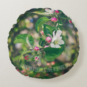 Apple blossom round cushion