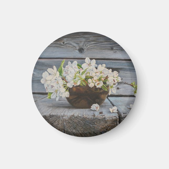 Apple Blossom Still Life – Original Fine Art Print Magnet (Front)
