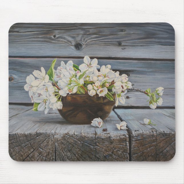 Apple Blossom Still Life – Original Fine Art Print Mouse Mat (Front)