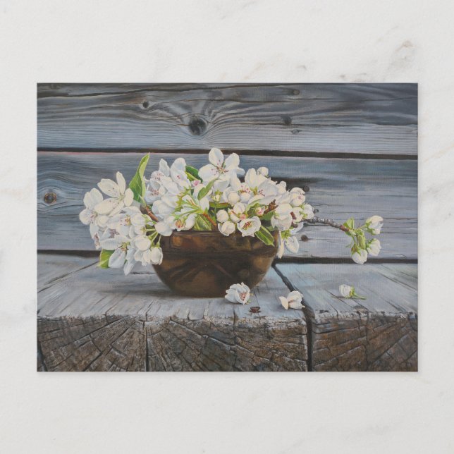 Apple Blossom Still Life – Original Fine Art Print Postcard (Front)
