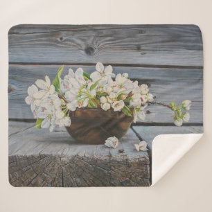 Apple Blossom Still Life – Original Fine Art Print Sherpa Blanket