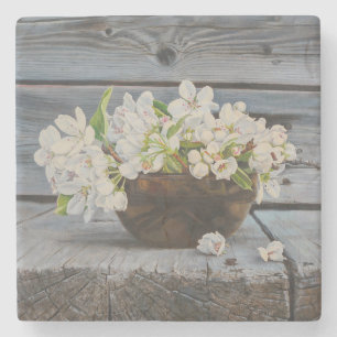 Apple Blossom Still Life – Original Fine Art Print Stone Coaster