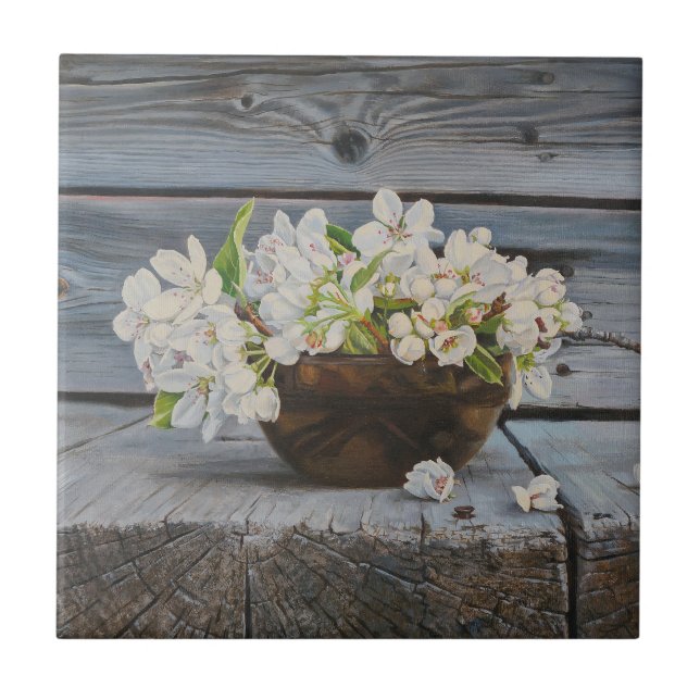 Apple Blossom Still Life – Original Fine Art Print Tile (Front)