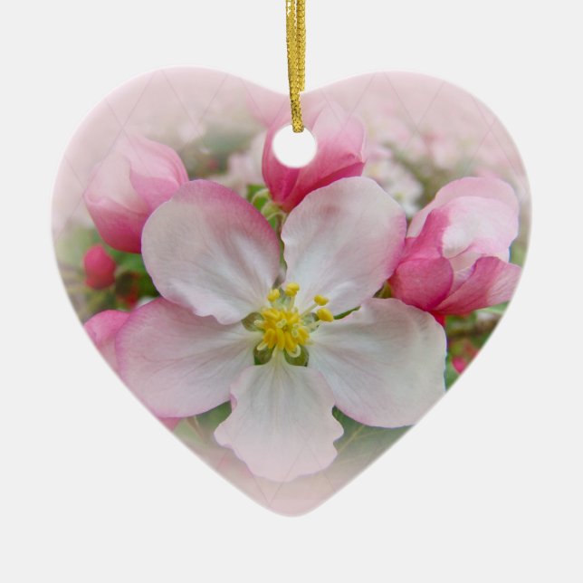 Apple Blossom Time Ceramic Tree Decoration (Front)