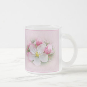 Apple Blossom Time Frosted Glass Coffee Mug
