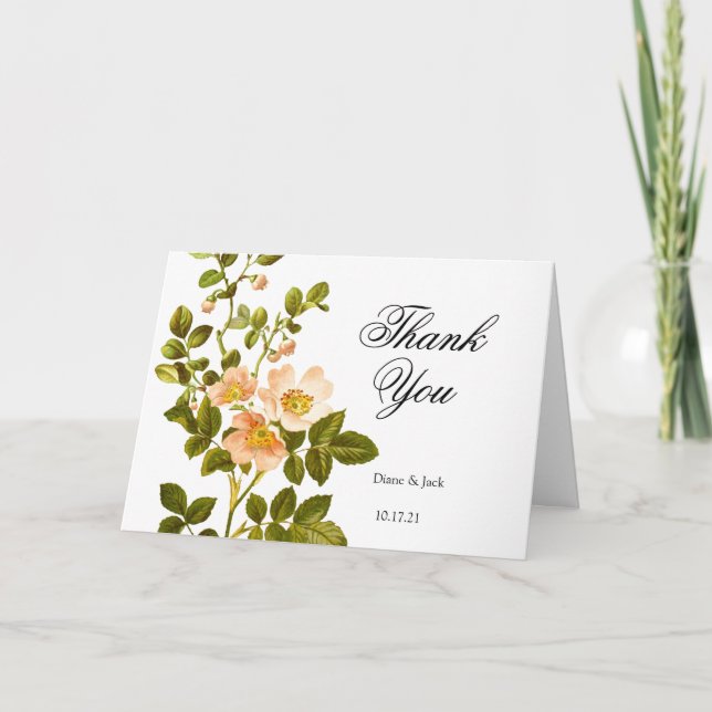 Apple Blossom Watercolor Stems Wedding Card (Front)