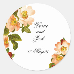 Apple Blossom Watercolor Stems Wedding Stickers