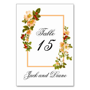 Apple Blossom Watercolor Stems Wedding Table Number