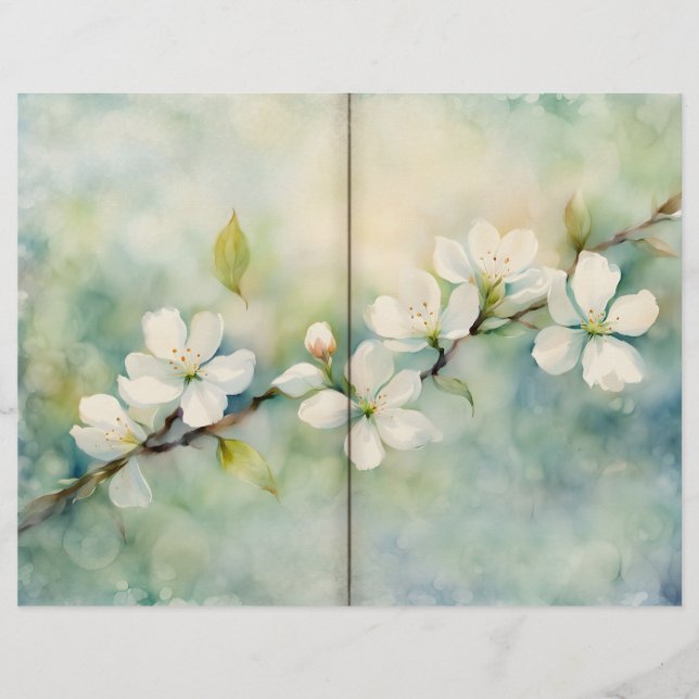 Apple Blossom Watercolour Journal Page (Front)