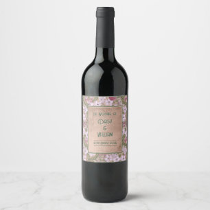 Apple blossom - Wedding wine bottle label