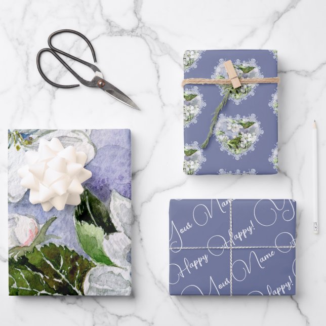 Apple blossom wrapping paper sheet (Front)