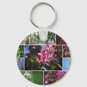 Apple Blossoms and Honey Bees Key Ring