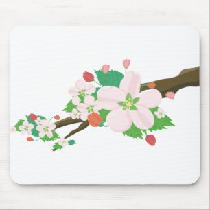 Apple Blossoms Flowers Nature Fruit Tree Spring Mouse Mat