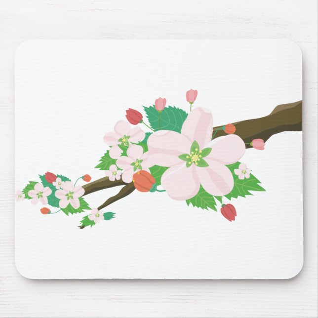 Apple Blossoms Flowers Nature Fruit Tree Spring Mouse Mat (Front)