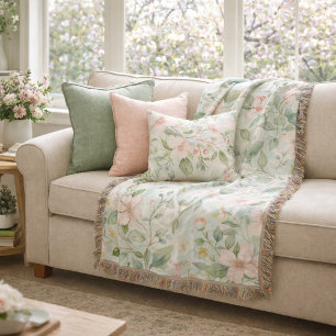 Apple blossoms inspired throw blanket