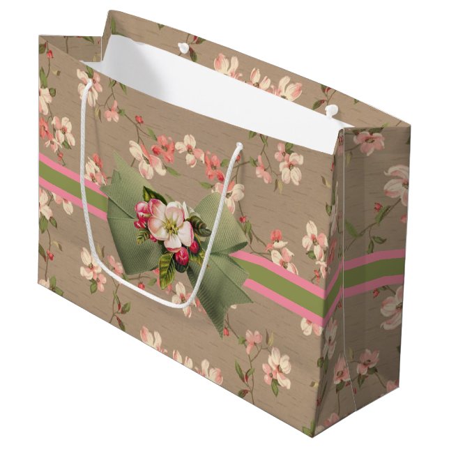 Apple Blossoms Large Gift Bag (Front Angled)