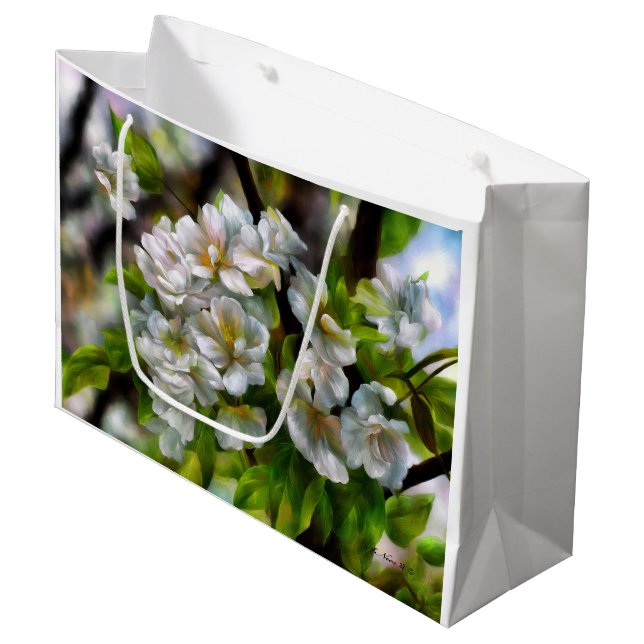 Apple Blossoms Large Gift Bag (Front Angled)