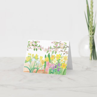 Apple Blossoms & Spring Flowers Illustration Holiday Card