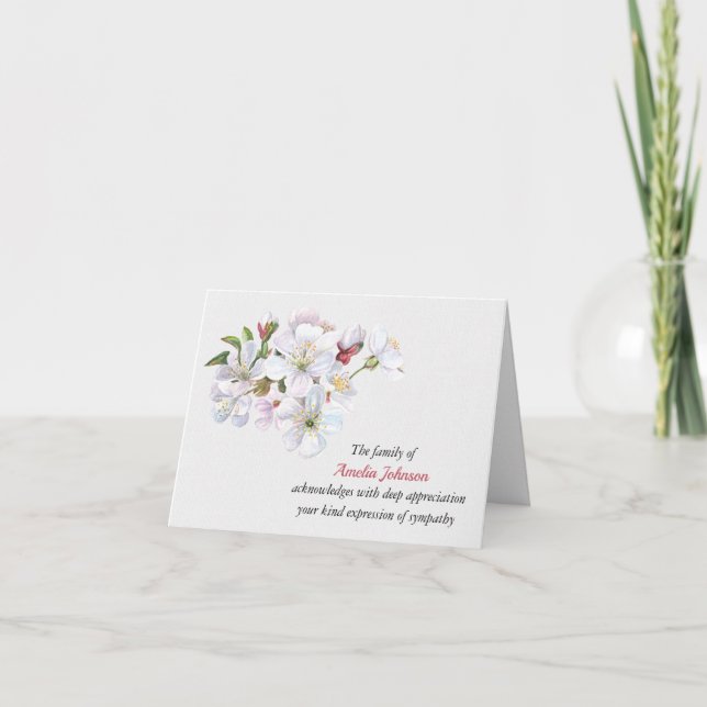 Apple Blossoms Sympathy Thank You Card (Front)