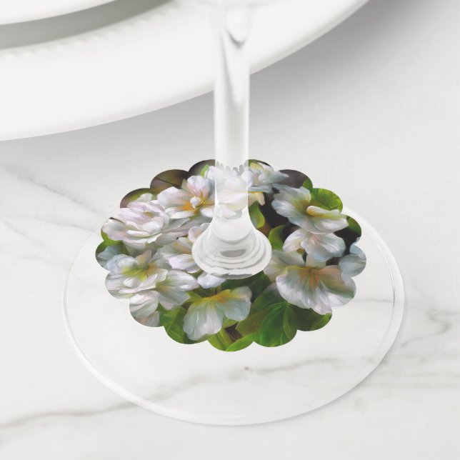 Apple Blossoms Wine Glass Tag (Close Up)