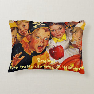 Apple Bobbing Dangers - Funny Custom Halloween Decorative Cushion