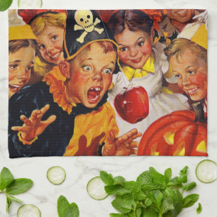 Apple Bobbing Dangers - Funny Halloween Decoration Tea Towel