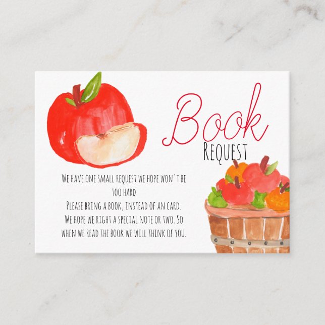 Apple book request baby shower card insert (Front)
