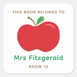 Apple Bookplate Sticker for Teachers Personalised