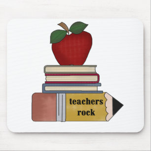 Apple, Books, Pencil Teachers Rock Mouse Mat