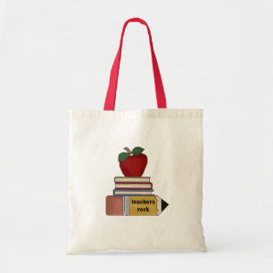 Apple, Books, Pencil Teachers Rock Tote Bag