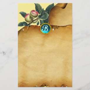 APPLE BRANCH,Parchment Blue Gemstone Monogram Stationery