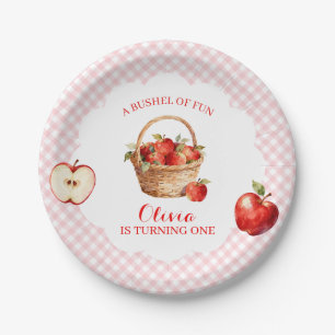 Apple Bushel of Fun 1st Birthday Invitation Paper Plate