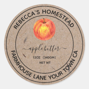 Apple Butter Kraft Paper Canning Jar Labels