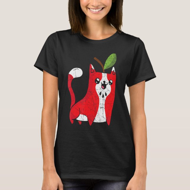 Apple Cat Apple Picking Squad Apple Fruit T-Shirt (Front)
