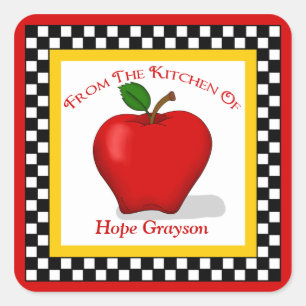 Apple & Chequerboard Kitchen Square Stickers