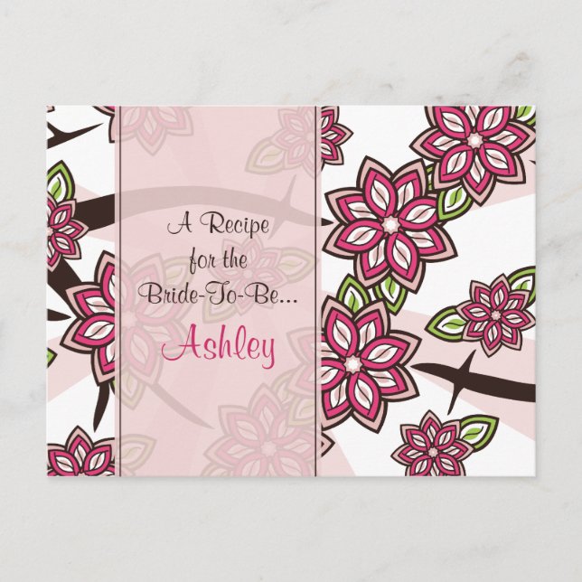 Apple Cherry Blossom Recipe Card for the Bride (Front)