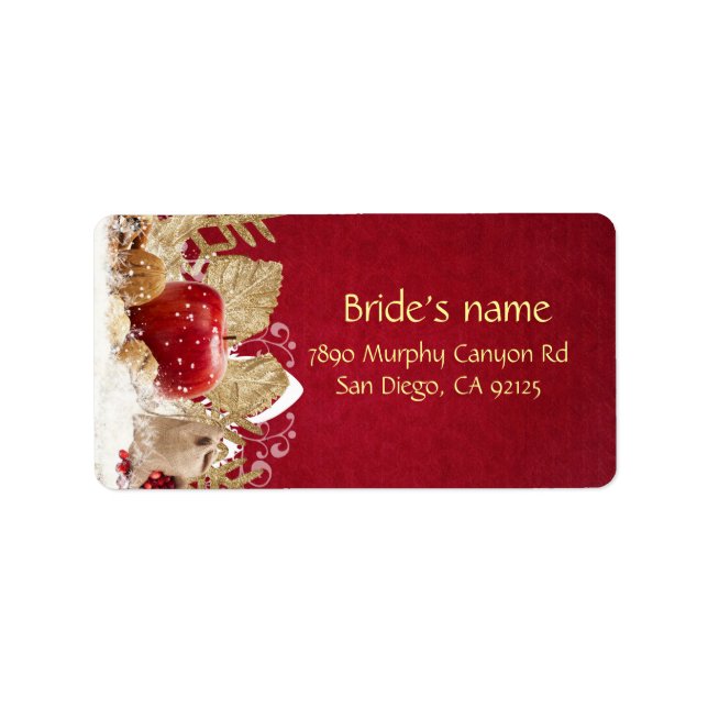 Apple Christmas Gold Snowflakes Address Label (Front)