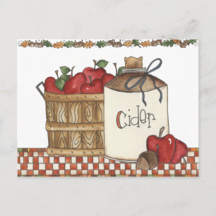 apple cider and apple picking postcard