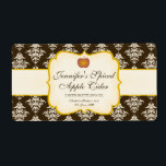Apple Cider Bottle Label<br><div class="desc">Elegant chocolate damask and gold label for apple cider party favour bottles. Perfect for fall bridal showers,  engagement parties,  weddings,  or any fall them party! Shop coordinating items:</div>