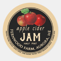 Apple Cider Jam Sauce Jelly Label Kraft Homemade 
