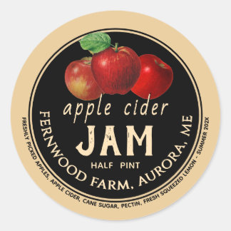Apple Cider Jam Sauce Jelly Label Kraft Homemade 