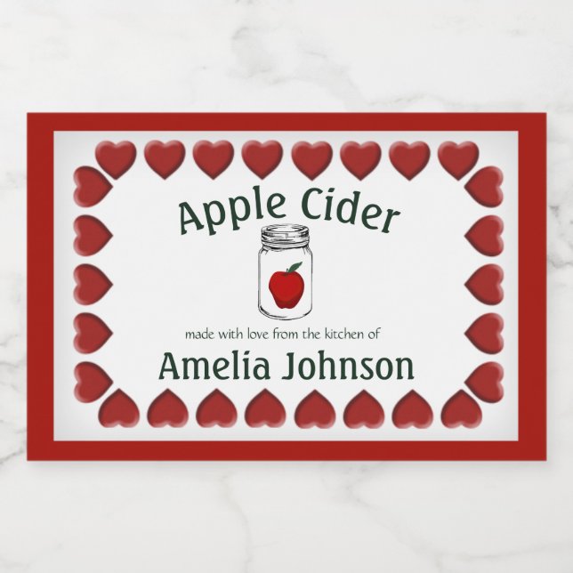 Apple  Cider Made with Love Product Label 3"x2" (Single Label)