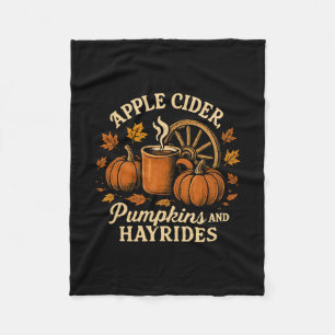 Apple Cider Pumpkins And Hayrides Cute Fall Fleece Blanket