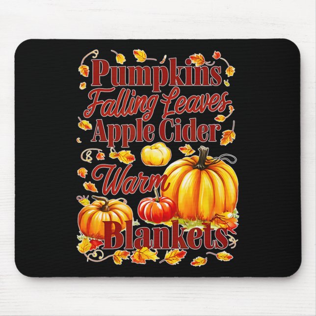 Apple Cider Warm Blankets Leaves Fall Halloween Fu Mouse Mat (Front)