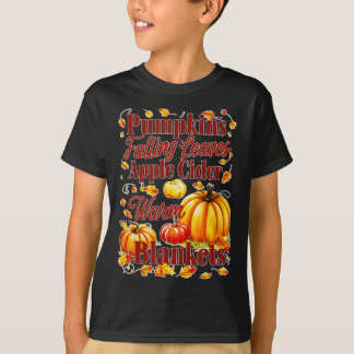 Apple Cider Warm Blankets Leaves Fall Halloween Fu T-Shirt